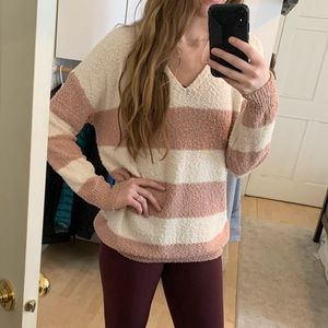 Knox Rose striped v-neck pullover sweater
